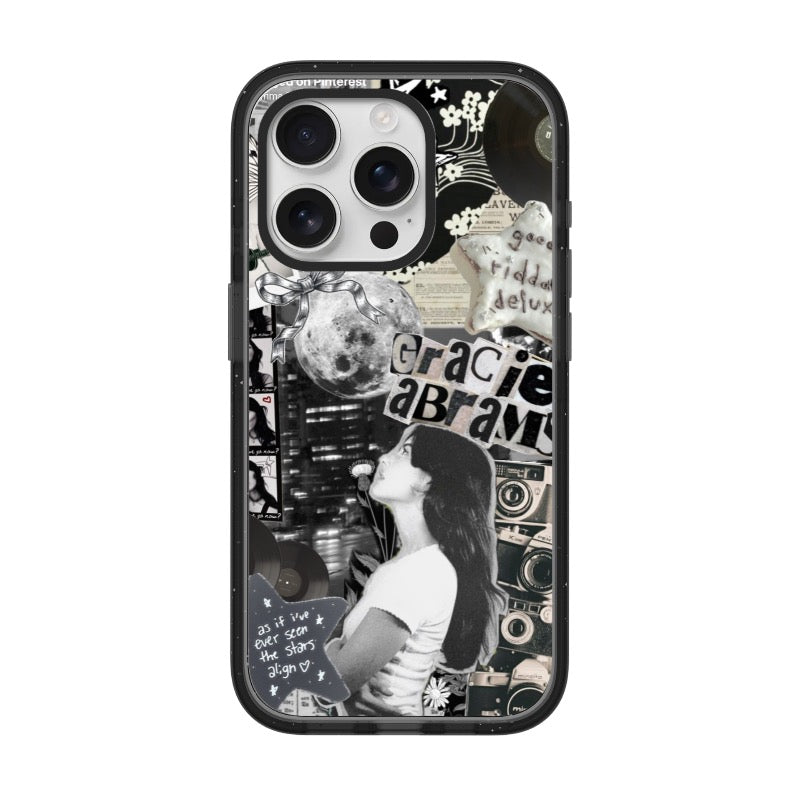 black white indie collage editable Pixvoices phone case design template