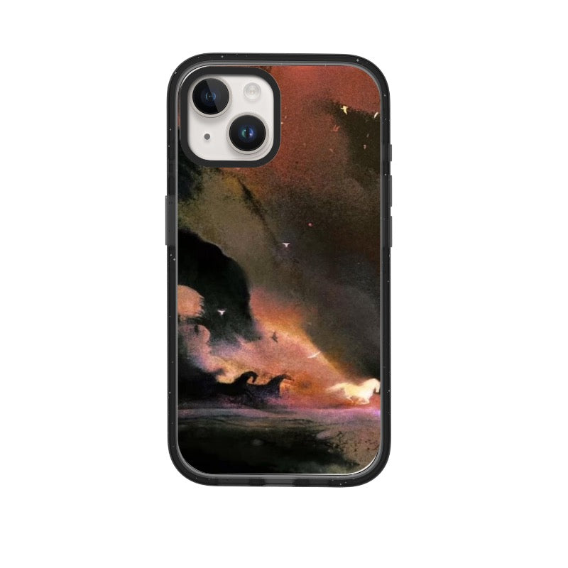 Dark Fantasy Phone Case Black Horse Fire Epic Oil Painting editable Pixvoices design template