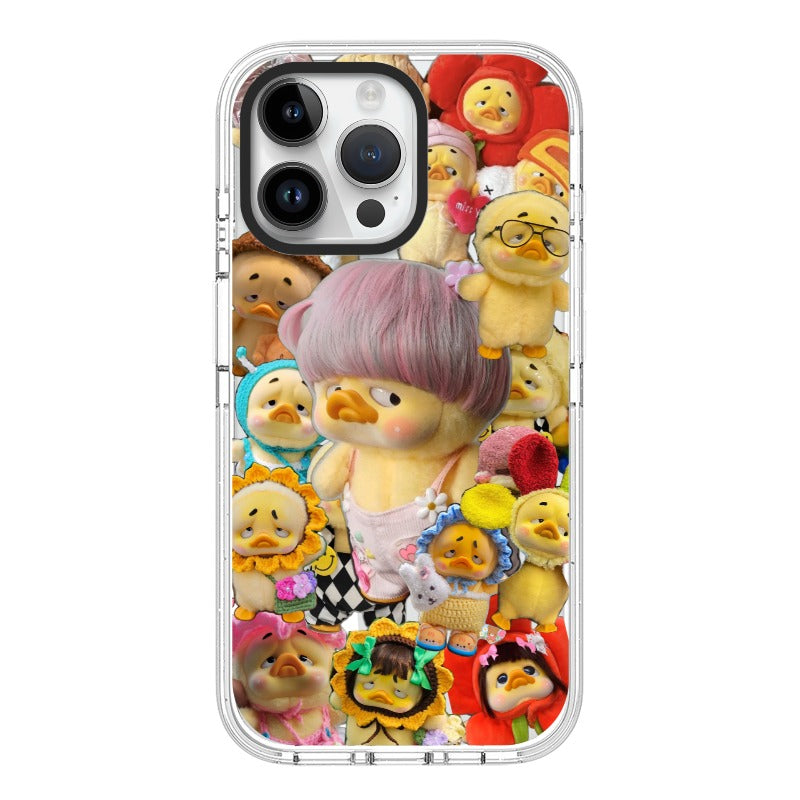 Upset Duck iPhone Case Kawaii Sad Doll Collage Design editable Pixvoices design template