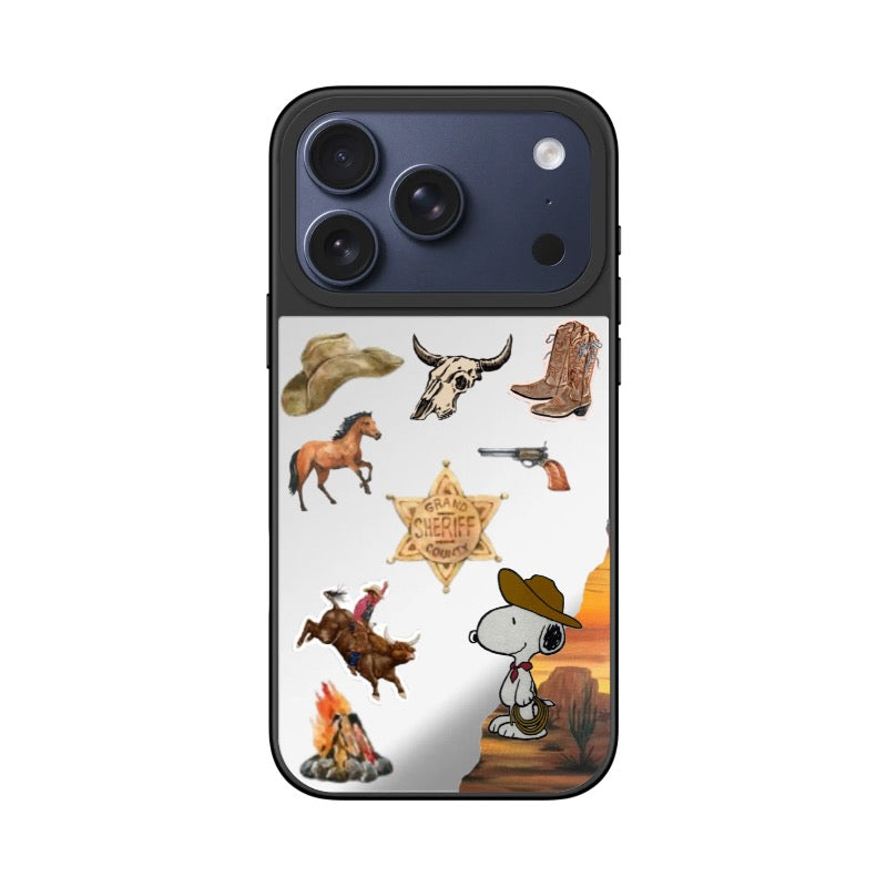 Snoopy Cowboy Phone Case Wild West Sheriff Sticker Pack editable Pixvoices design template