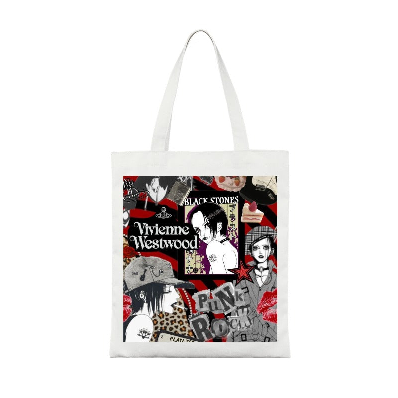 Punk Rock Tote Bag Black Stones & Vivienne Inspired editable Pixvoices design template