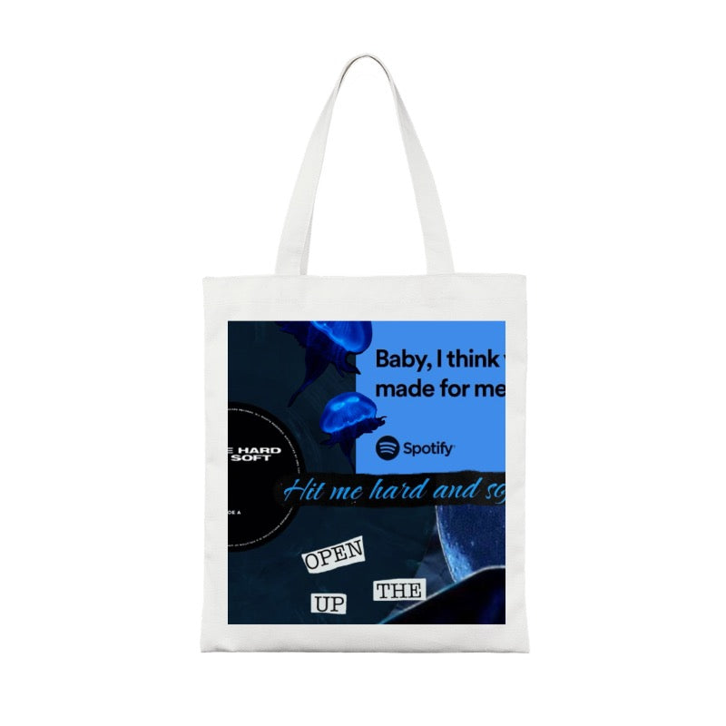 blue jellyfish editable Pixvoices tote bag design template