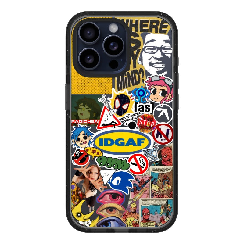Internet Culture Mood Board Phone Case Radiohead Gorillaz Spider-Verse editable Pixvoices design template