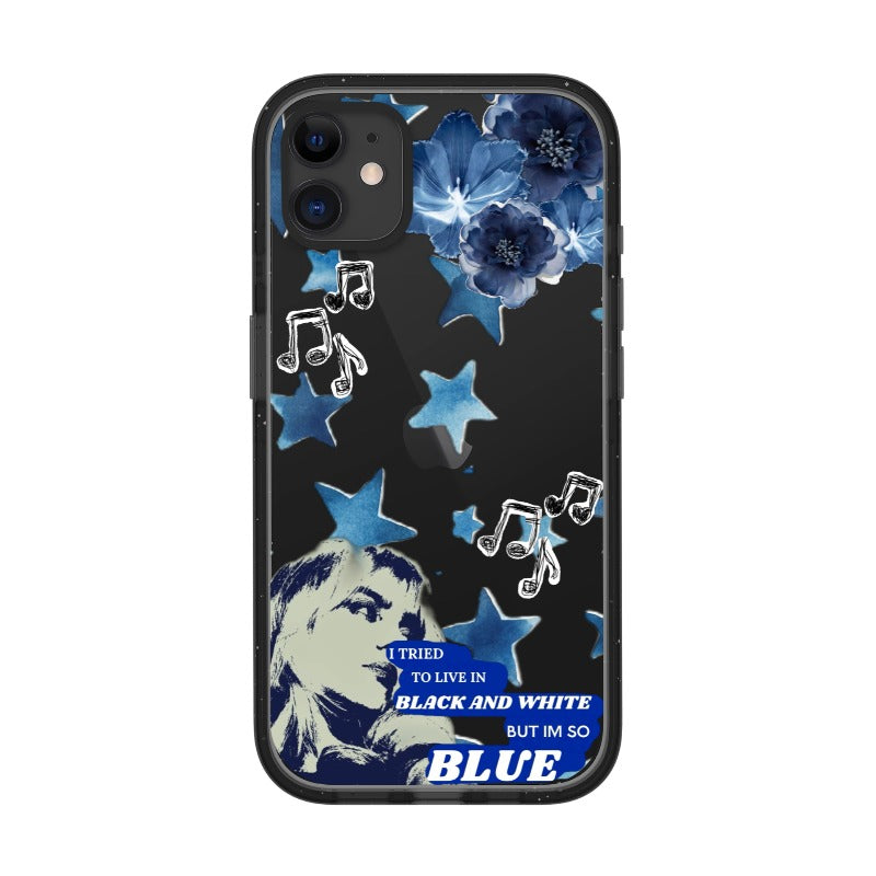 blue floral music editable Pixvoices phone case design template