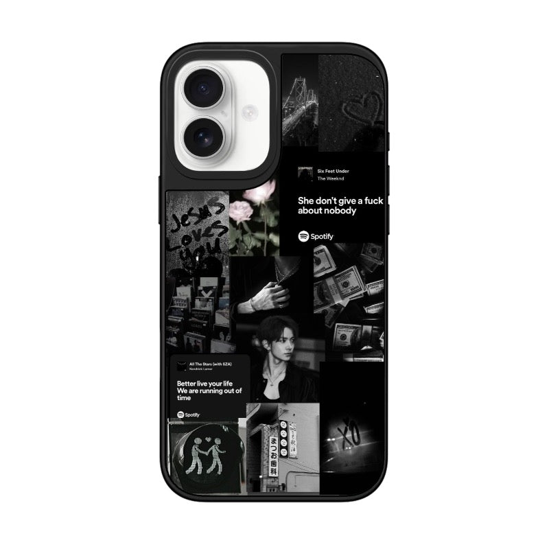 dark lyric street collage editable Pixvoices phone case design template
