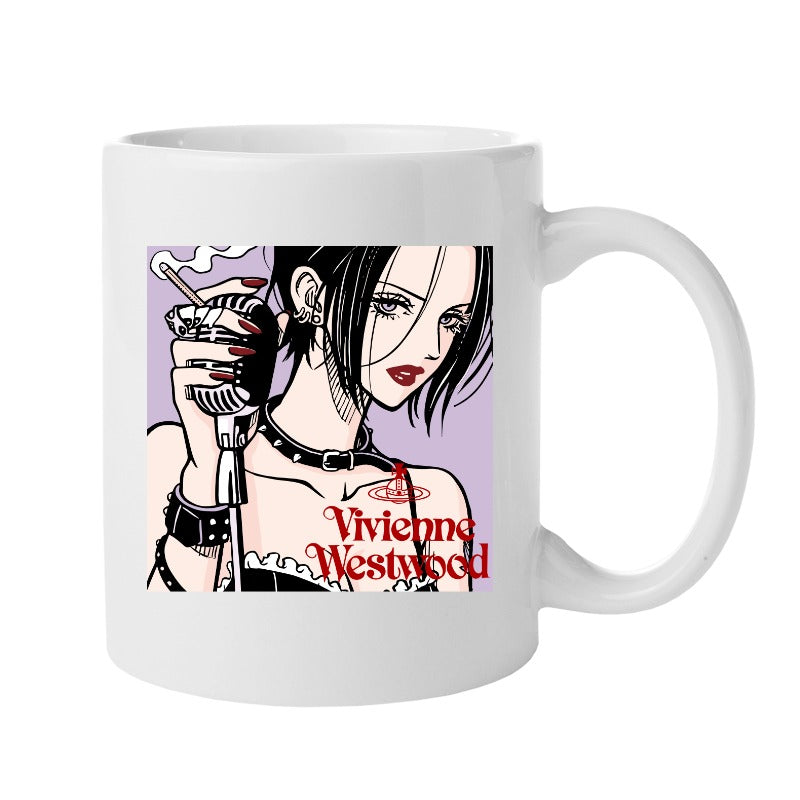 Punk Girl Inspired Mug Retro Microphone & Vivienne Style editable Pixvoices design template