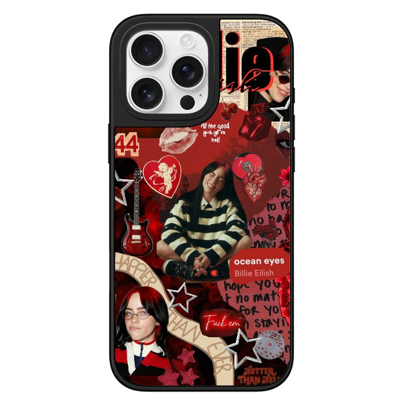 Billie red grunge editable Pixvoices phone case design template