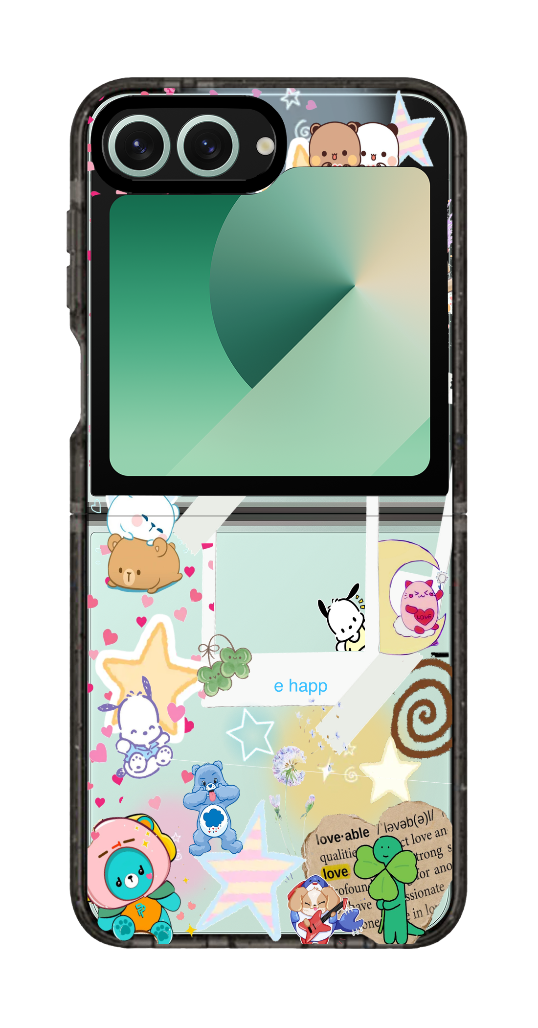 PixVoices rendered material preview - 4348 - Clear Black Galaxy Flip Case