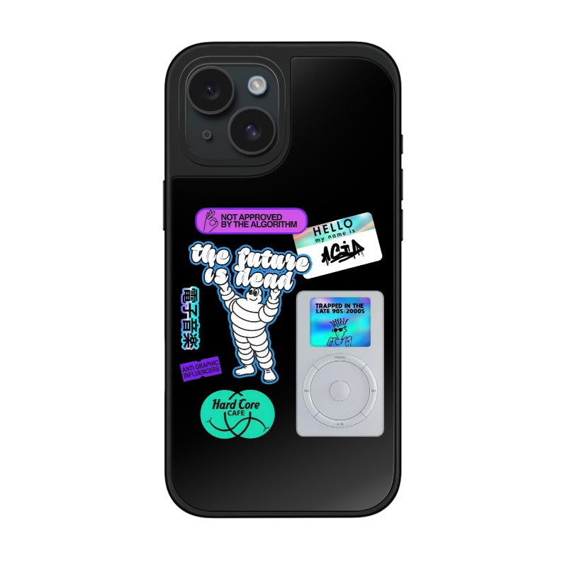 Y2K Sticker Collage Phone Case Retro iPod Design editable Pixvoices design template