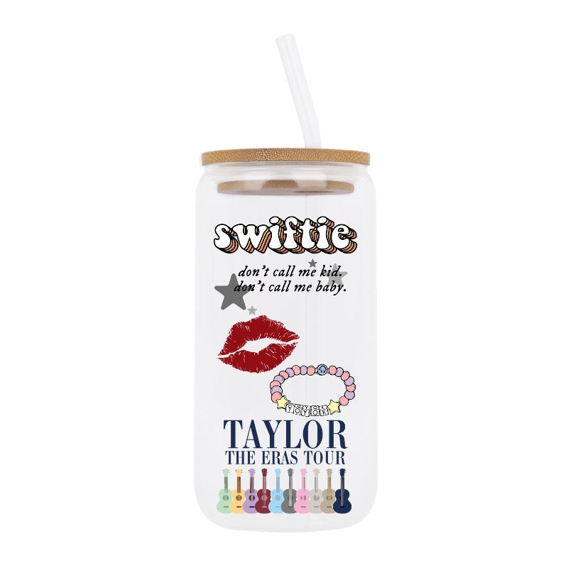 Customizable Taylor Swift Eras Tour Glass Cup – Swiftie Lyrics & Bracelet Fan Design