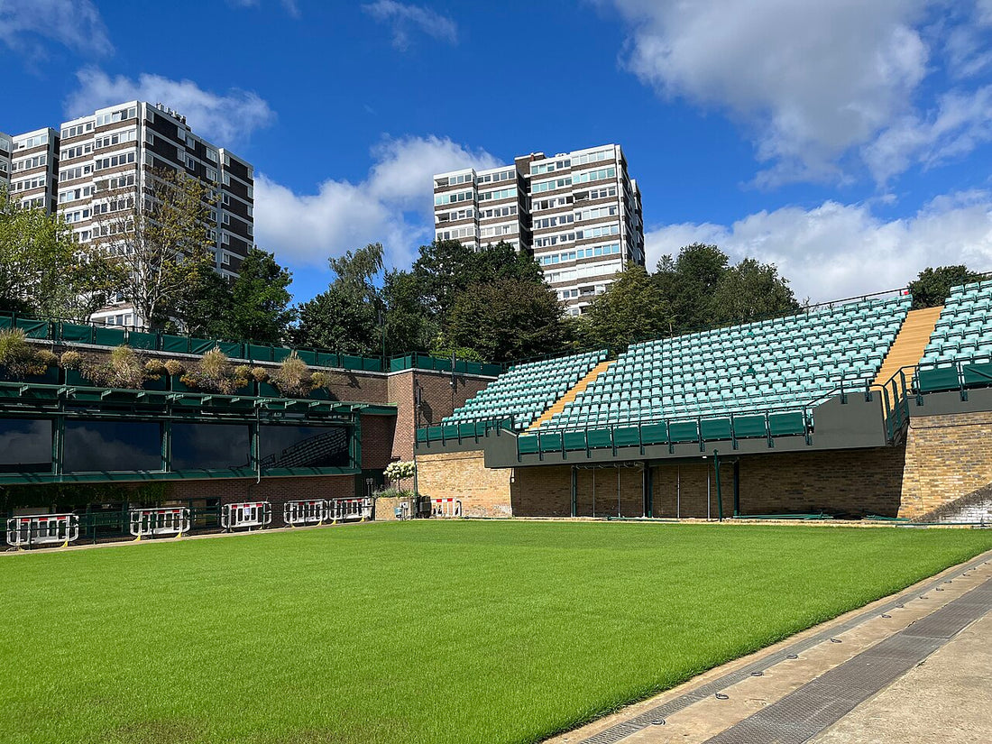 Wimbledon Court 18 grass tennis court seating and court view