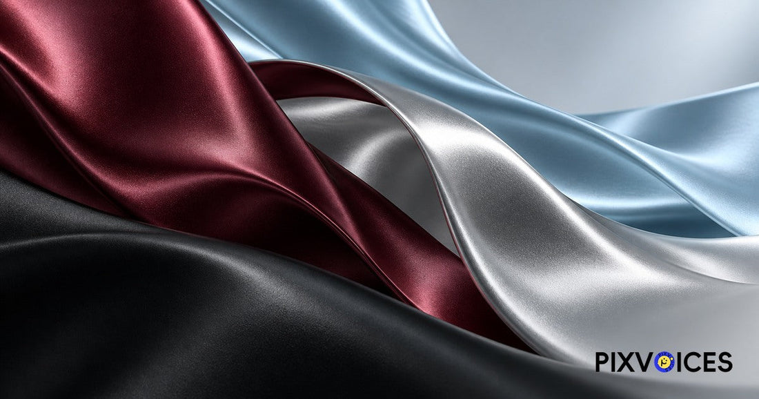 Abstract burgundy, glacier blue, silver, and black material finish study