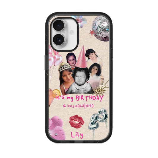 Customizable Birthday Collage iPhone Case – Personal Retro Memory Style [1202]