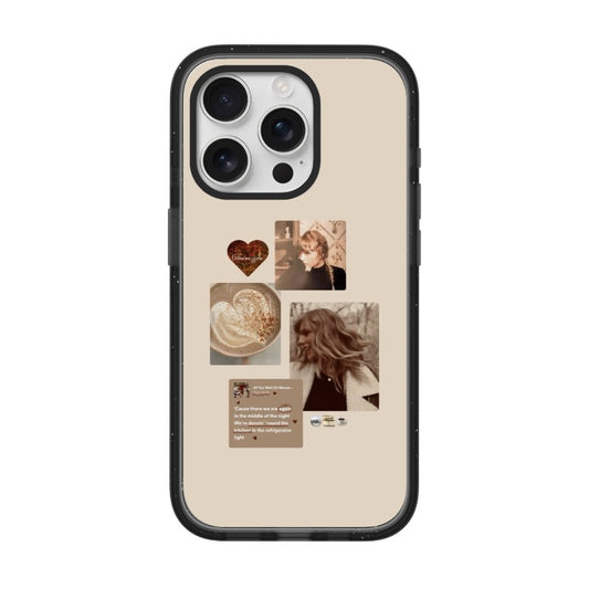 Custom Beige Aesthetic Phone Case with Latte & Lyrics Moodboard  [1623]