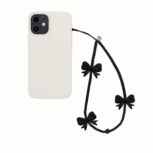 Goth Bow – Matte Black Phone Strap