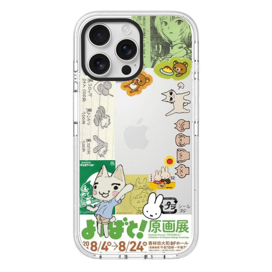 Jumino Customizable Kyoto Cat Manga iPhone Case – Japanese Doodle Collage with Vintage Stationery Style