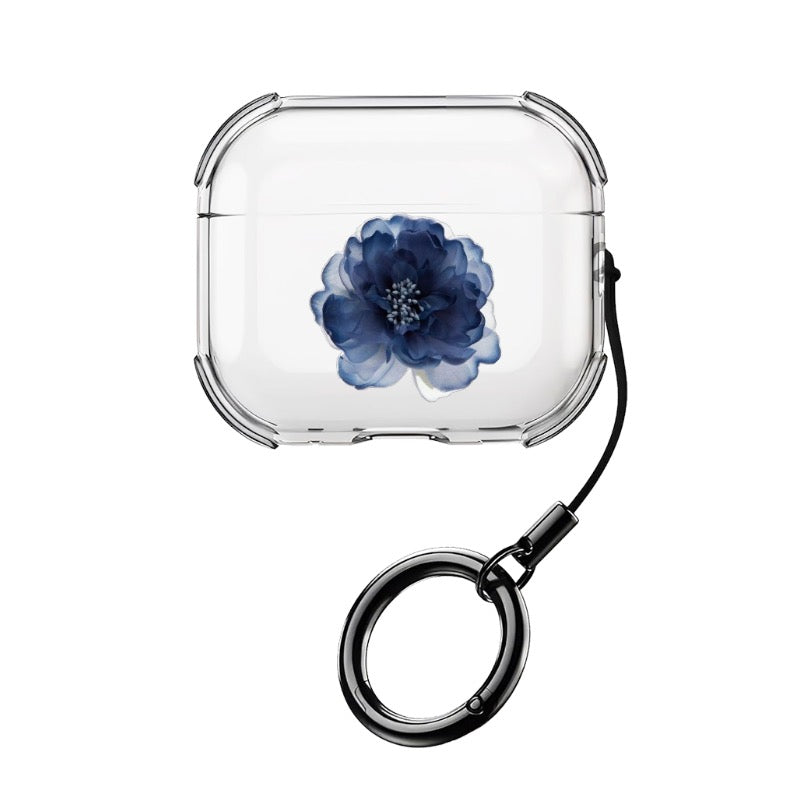 Blue Flower AirPods Case Watercolor editable Pixvoices design template