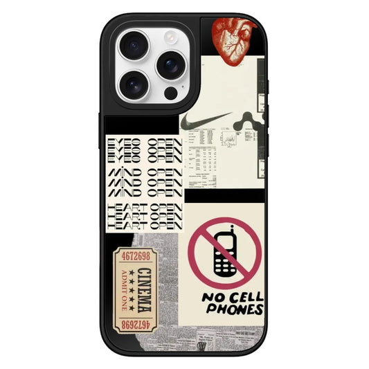 Customizable “EYES OPEN / NO CELL PHONES” iPhone Case – Retro Newspaper Collage Aesthetic for Bold Thinkers