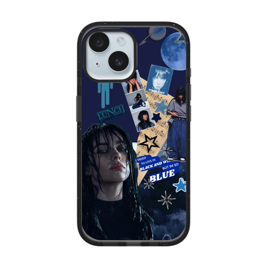 Customizable Billie Eilish iPhone Case – Blue Mood Cosmic Collage with Lyric Aesthetic