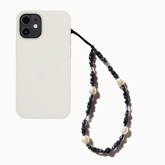 Midnight Pearl – Beaded Phone Strap