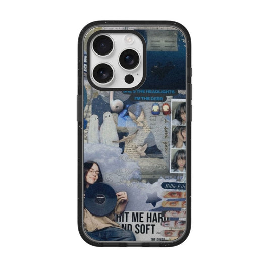 Custom Billie Eilish iPhone Case – Blue Collage Style Inspired by Hit Me Hard and Soft [1612]