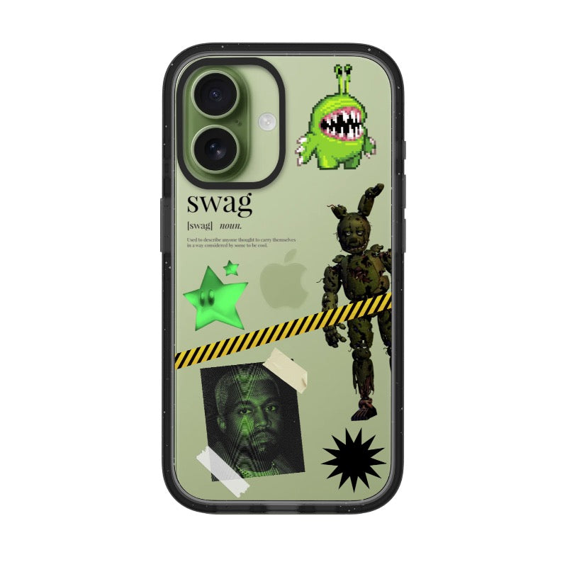 Y2K Swag Phone Case Green Mashup Collage editable Pixvoices design template