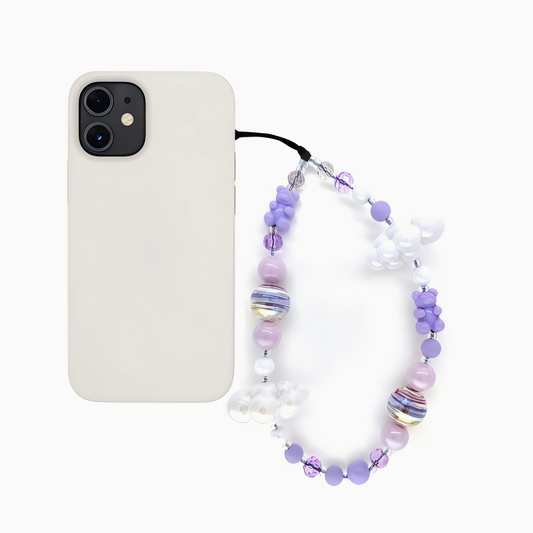 Lilac Orbit – Beaded Galaxy Phone Strap