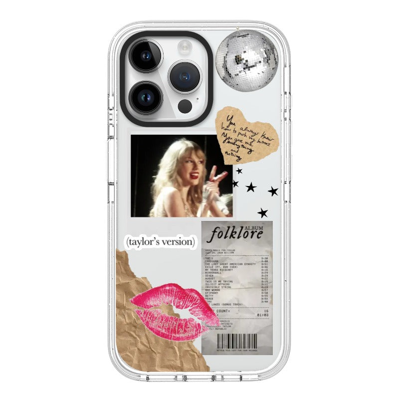 Customizable Taylor Swift Folklore Aesthetic iPhone Case – Handwritten Note & Retro Collage [989]