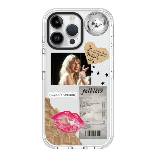 Customizable Taylor Swift Folklore Aesthetic iPhone Case – Handwritten Note & Retro Collage [989]