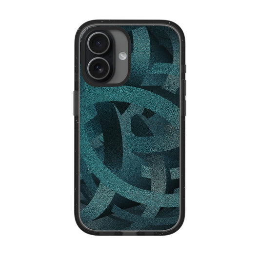 Teal Abstract Typography Phone Case Textured Letter Design editable Pixvoices design template