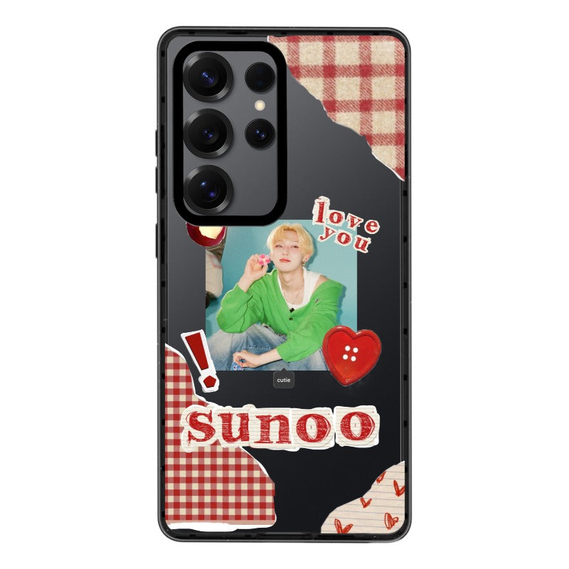 Sunoo Phone Case Cute Gingham Collage editable Pixvoices design template