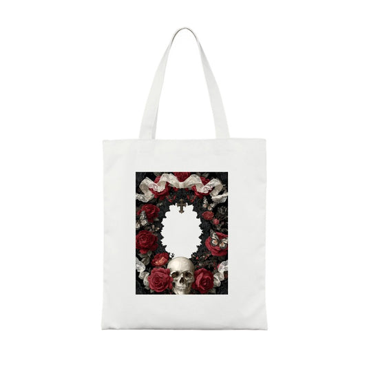 Floral Frame Tote Bag Dark Flower Border Design editable Pixvoices design template