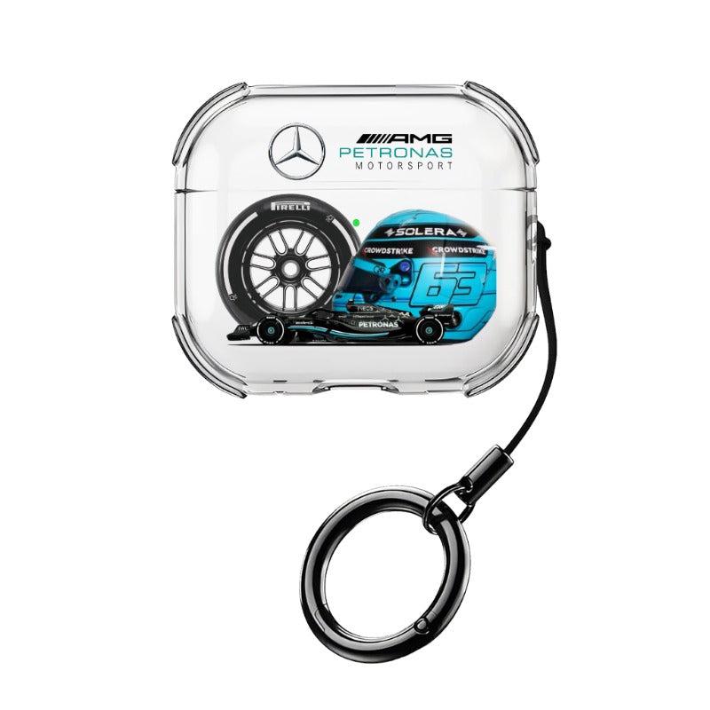 F1 Mercedes George Russell editable Pixvoices AirPods case design template