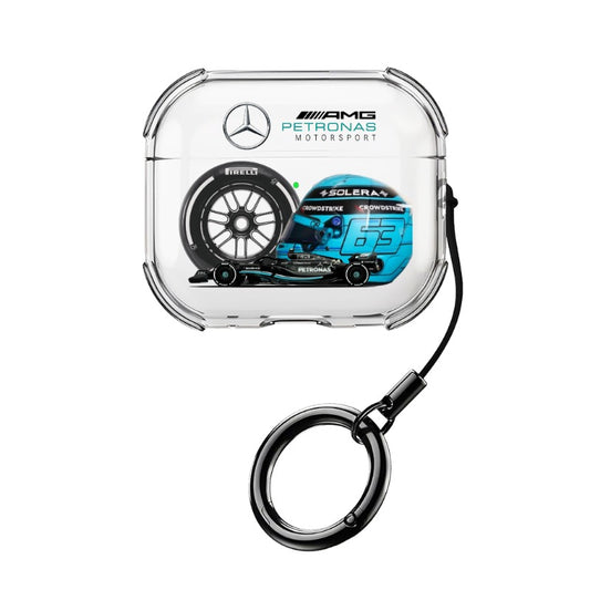 F1 Mercedes George Russell editable Pixvoices AirPods case design template