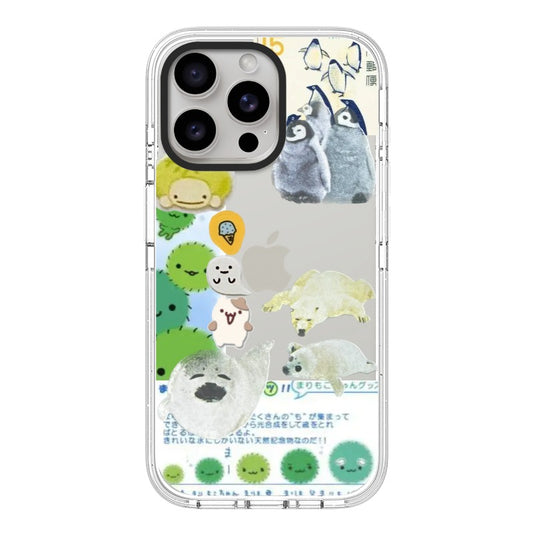 Jumino Customizable Polar Friends iPhone Case – Penguin, Seal & Algae Collage in Japanese Style