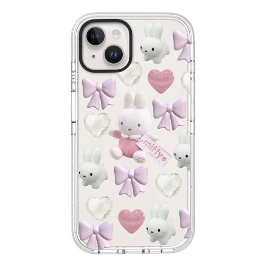 Custom Miffy Plush & Bow iPhone Case – Cute Bunny Aesthetic Personalized Cover
