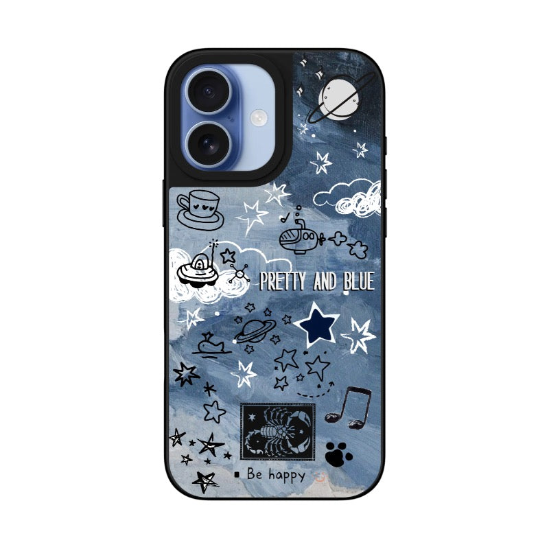 Pretty and Blue Phone Case Doodle Art editable Pixvoices design template