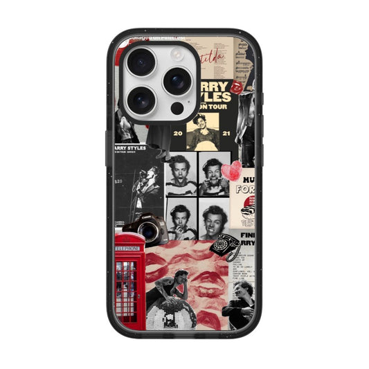Custom Harry-Inspired Collage iPhone Case – Retro Red Design, Editable Fan Gift [1617]