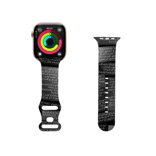 Custom Lyric-Inspired Apple Watch Band – Black & White Minimalist Aesthetic Strap