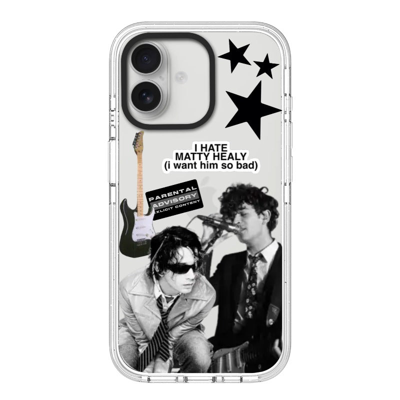 Custom Matty Healy Phone Case – Indie Rock Aesthetic iPhone Cover with Guitars & Lyrics