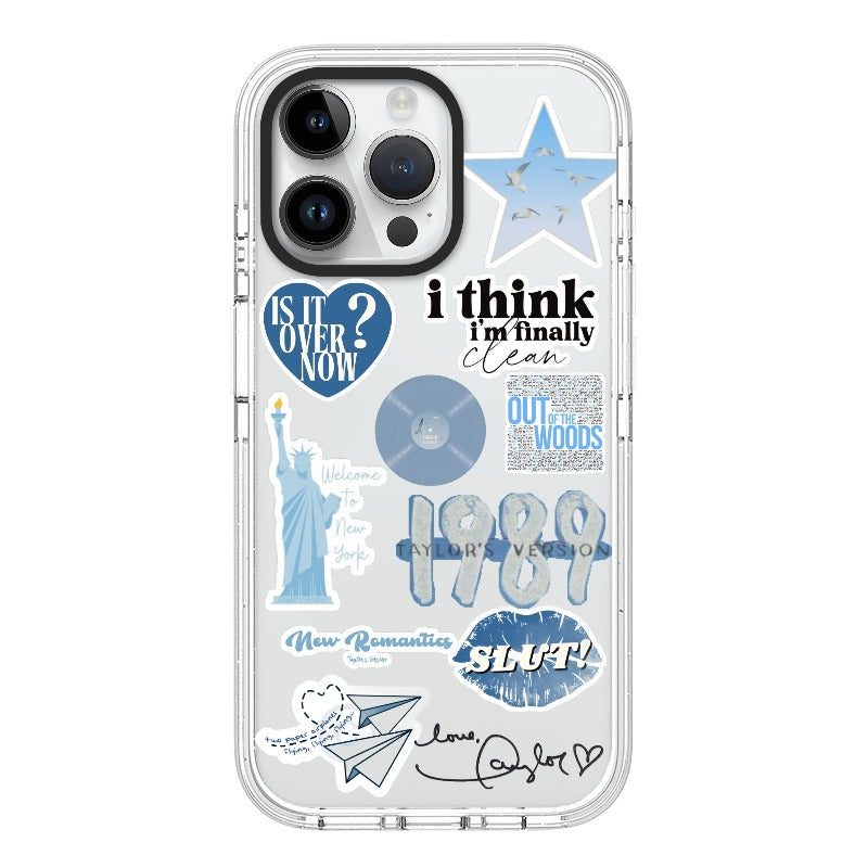 Custom Taylor Swift 1989 Phone Case – Blue Pop Aesthetic & Lyrics Inspired Collage [732]