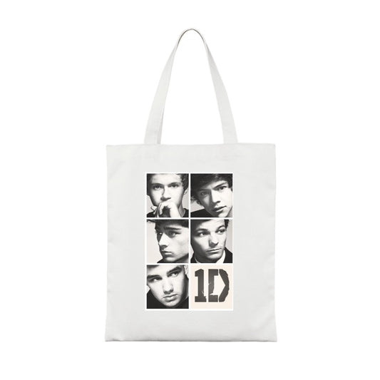 Custom Tote Bag - One Direction 1D Collage, Retro Black & White Design for Directioners [1404]