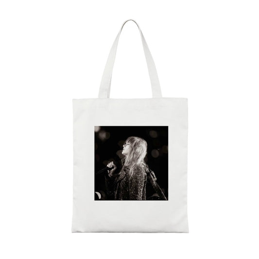 Custom Tote Bag - Taylor Concert Silhouette, Black & White Aesthetic, Emotional Live Moment [1408]