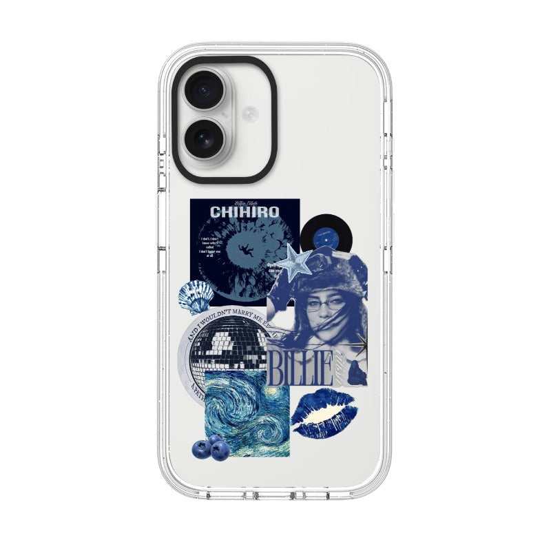 Billie blue aesthetic editable Pixvoices phone case design template