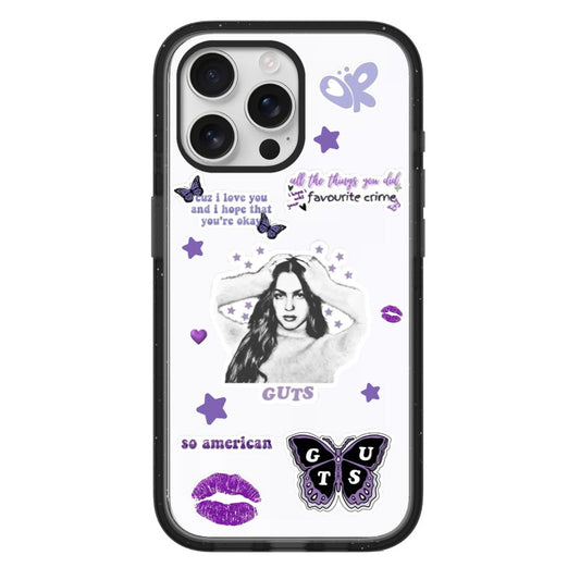 Custom Clear Phone Case – Purple G Butterfly Pop Design [1374]