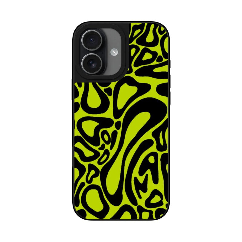 Neon Yellow Green Phone Case Psychedelic Swirl editable Pixvoices design template