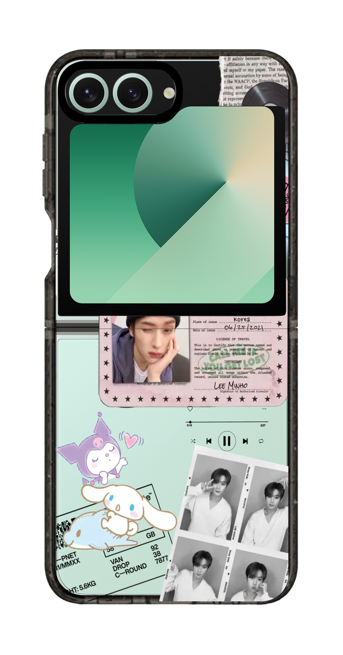 PixVoices rendered material preview - 966 - Clear Black Galaxy Flip Case