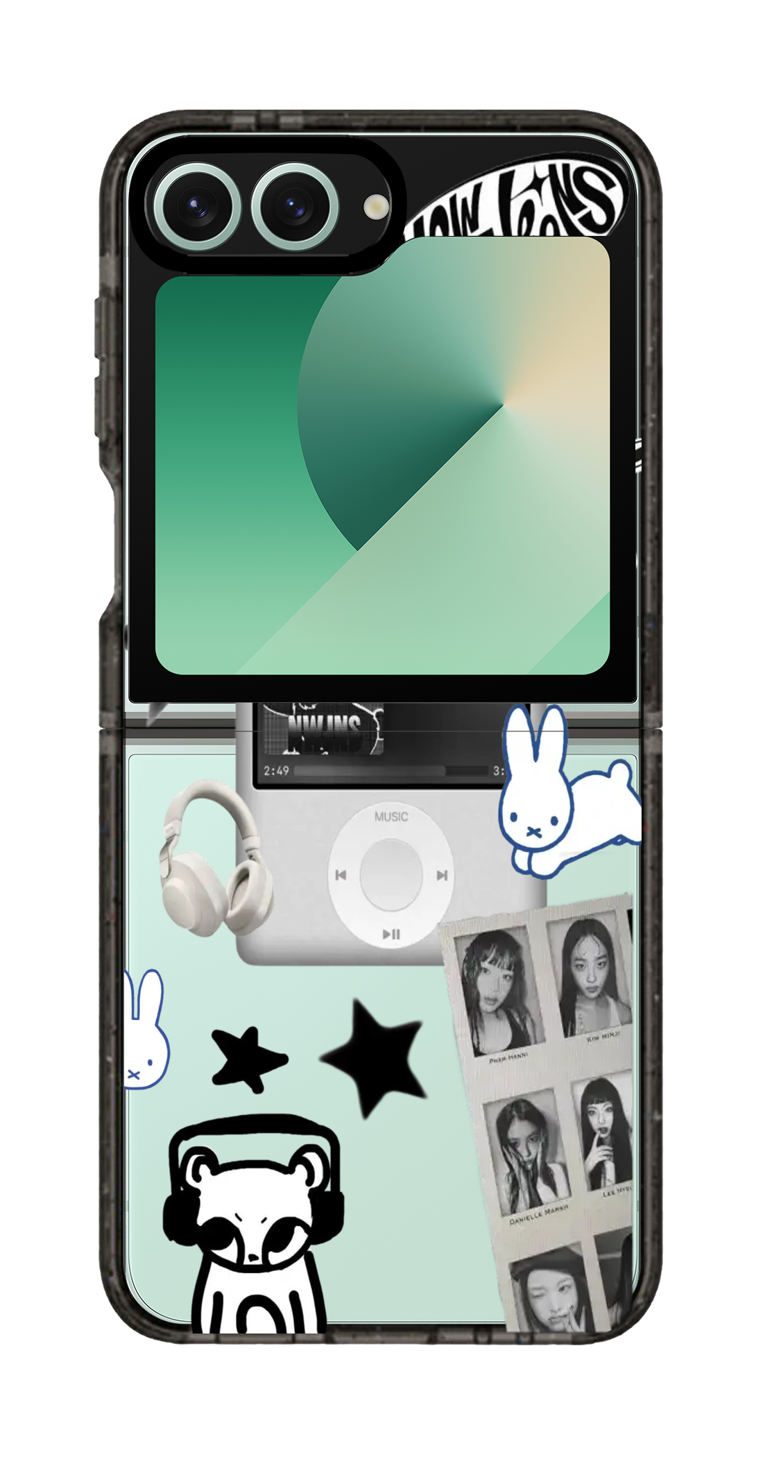 PixVoices rendered material preview - 971 - Clear Black Galaxy Flip Case