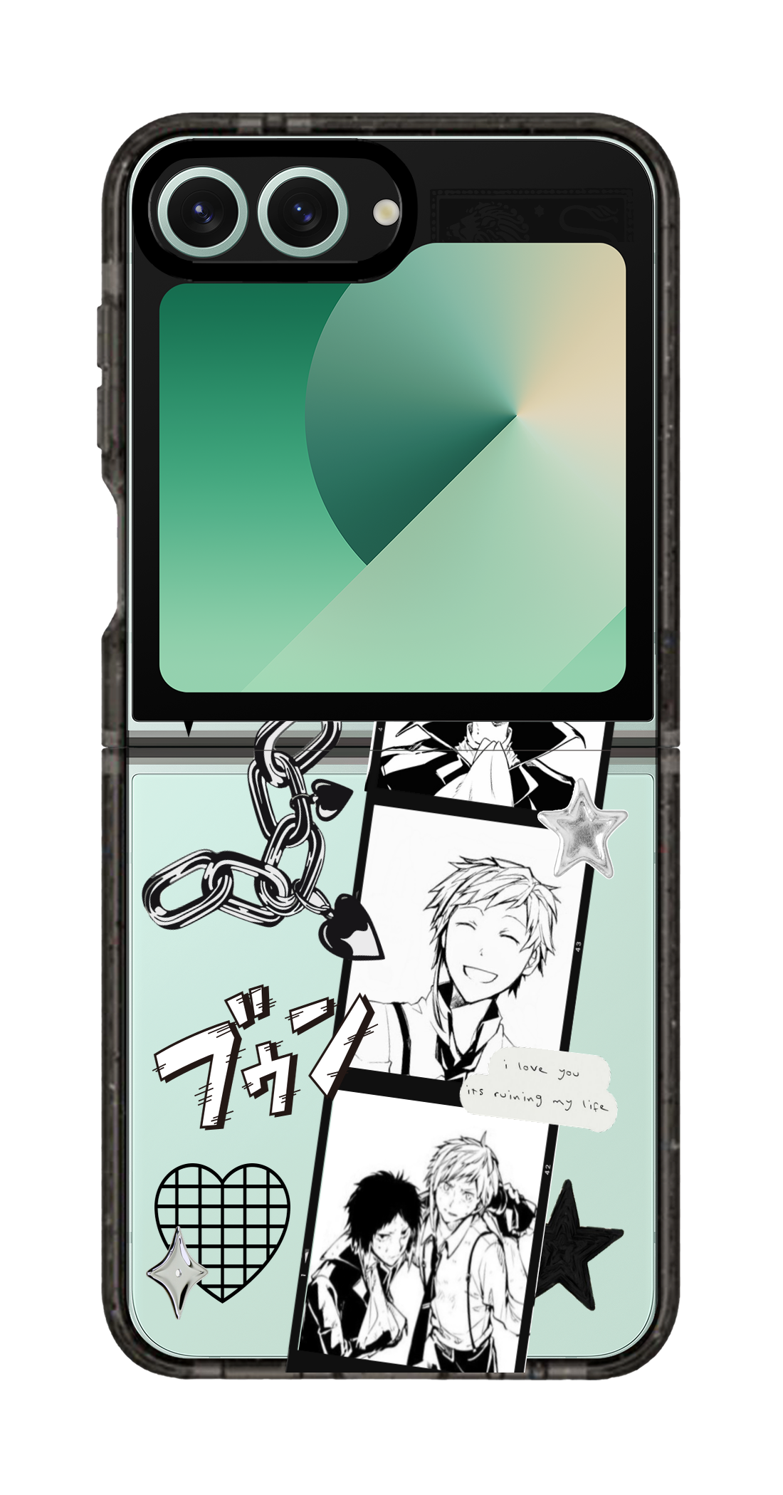 PixVoices rendered material preview - 1013 - Clear Black Galaxy Flip Case