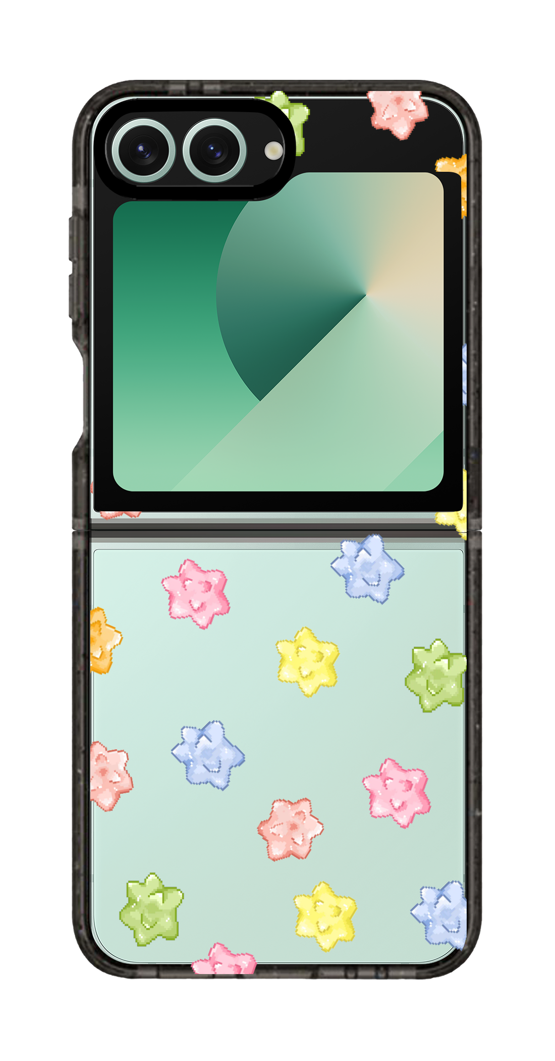 PixVoices rendered material preview - 1118 - Clear Black Galaxy Flip Case